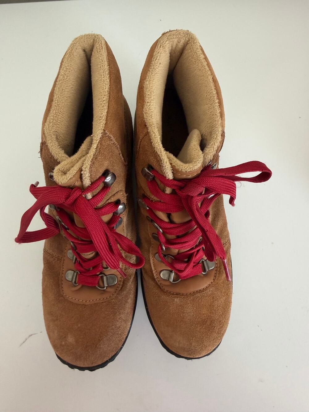 Baretraps Rosie Waterproof Brown Suede Fur Lace Up Ankle Boots Women's Size 8